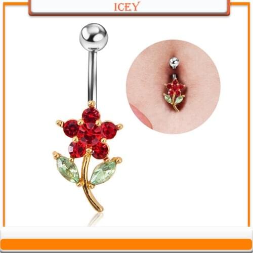 Medical steel anti allergy high quality flower Navel Ring Navel button