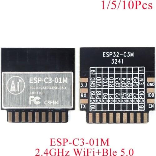 10pcs -1pc ESP-C3-01M 2.4GHz WiFi Bluetooth-compatible Dual-mode Wireless Communication ESP32 Module