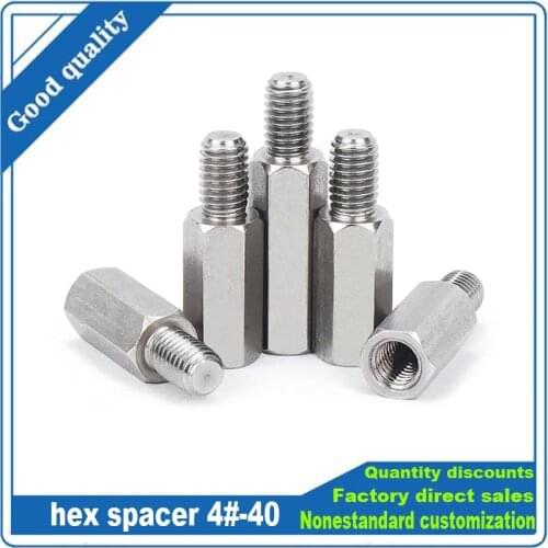 10pcs Brass Copper Nickle-plated #4-40*5+ L Hex Standoff Male-Female Spacer Jackscrew for PCB Board Motherboard VGA DVI COM Port