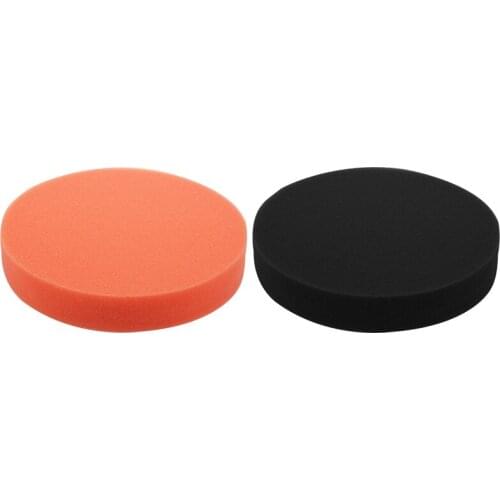 2 Pcs 6 Inch 150mm Soft Flat Sponge Buffer Polishing Pad Kit for Auto Car Polisher Color:Orange & Black