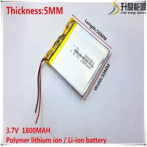 3.7V 1800mAh 505050 Lithium Polymer Li-Po li ion Rechargeable Battery cells For Mp3 MP4 MP5 GPS mobile bluetooth