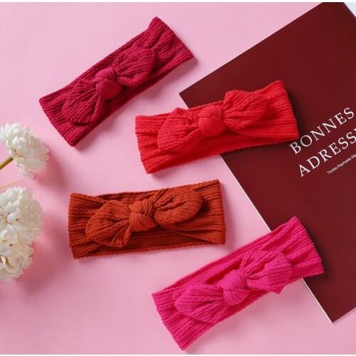30 Pcs Baby Girls Ribbed Bows Headband Soft Elastic Knot Turban Nylon Newborn Baby Headbands Head Wraps Toddler Hair Accessories