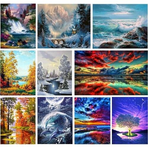 5D DIY Diamond Painting Scenery Colorful Wall Decor for Living Room Full Round Drill Embroidery Cross Stitch Kit Handmade Gift