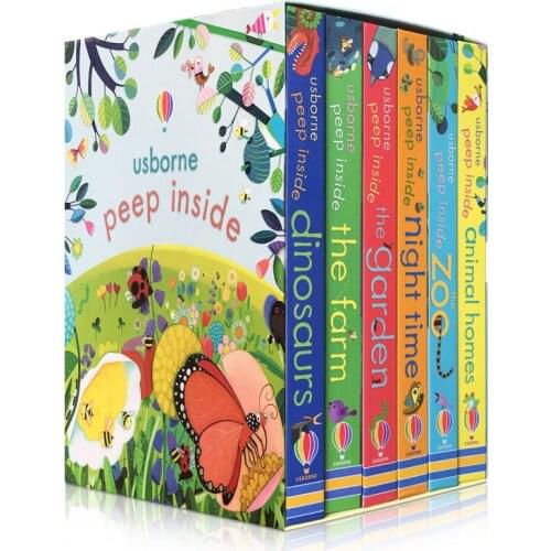 6 Books/set Usborne Peep Inside Book English Educational 3D Flap Picture Books Baby Children Reading Book for Children Gifts