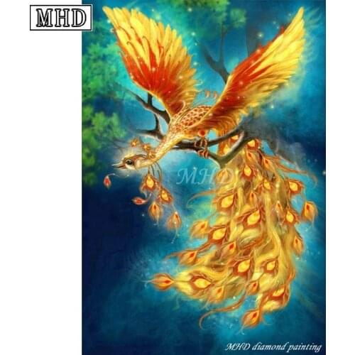 MHD 5d diy diamond painting fire phoenix full square drill New arrival 3d cross stitch resin diamond embroidery wall sticker