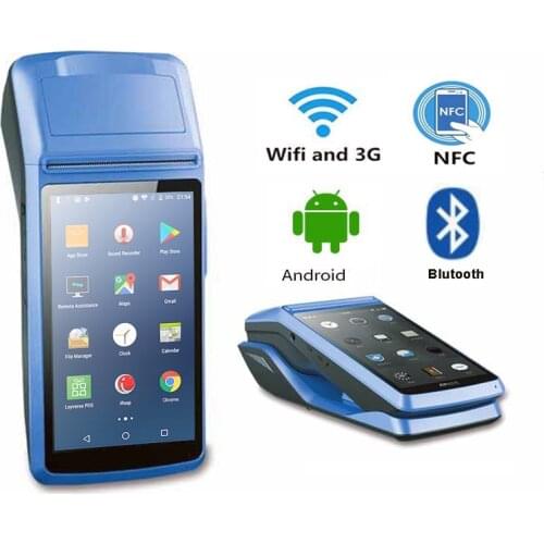 Android 8.1 Handheld Barcode Scanner PDA With Bluetooth Thermal Receipt Printer 3G WiFi Mobile Order POS Terminal