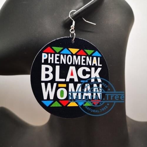 Free Shipping!!Phenomenal Black Woman wooden earrings