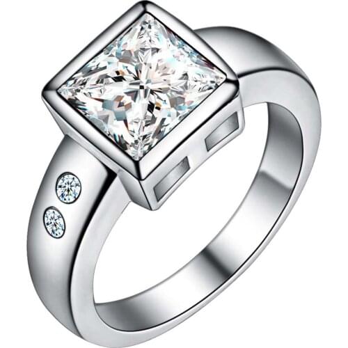 Bling zircon shiny square Silver plated Ring Fashion Jewerly Ring Women&Men , /JSJAYHVE KQTZJRUI