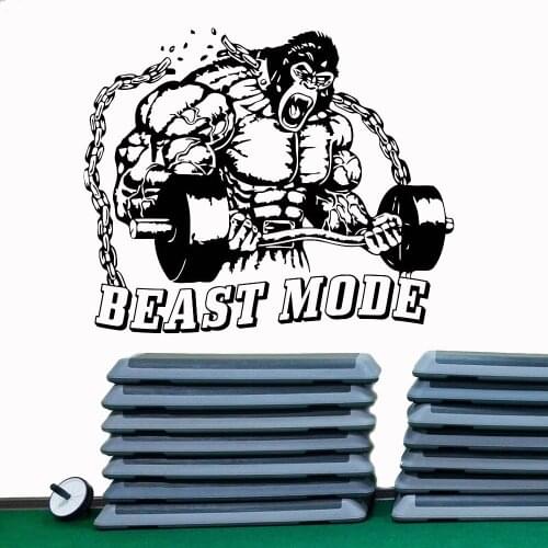 Gym Wall Decal Creatives Beast Mode Fitness Sport Vinyl Removable Wall Sticker Exercise Room Man Cave Art Decor Mural Z452
