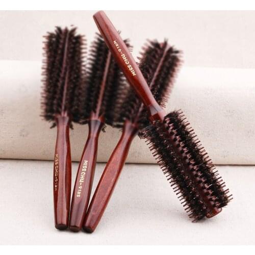 Bristle wooden comb hair brush wood handle round comb hairdressing brushes salon styling roller comb tool #827