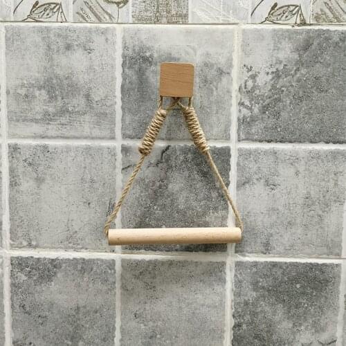 Retro Kitchen Roll Paper Accessory Hanging Rope Wall Mounted Toilet Paper Holder Tube Bathroom Towel Holder Rolling PaperHolder