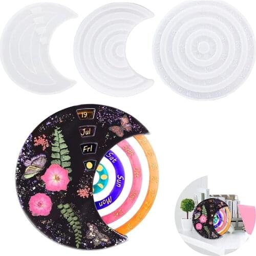 DIY Epoxy Mold Creative Calendar Hanging Plate Week Perpetual Calendar Listing Desktop Pendulum Table Hanging Silicone Mold