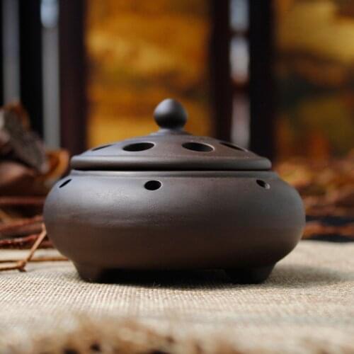 Cinnabar Mud Incense Burner Unique Incense Burner Antique Incense Burner Holder Incense Ash Catcher Tray Bowl (9.5x7cm)