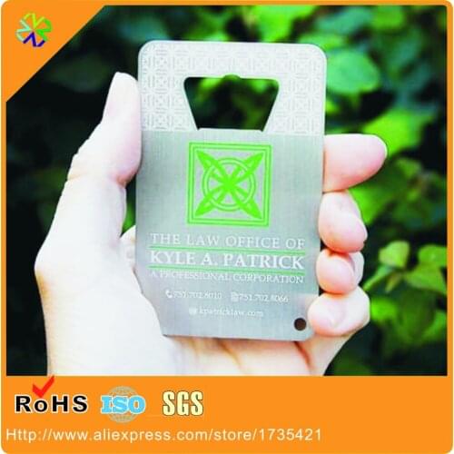 Cut Through Credit Card Size Metal Bottle Opener with printing logo