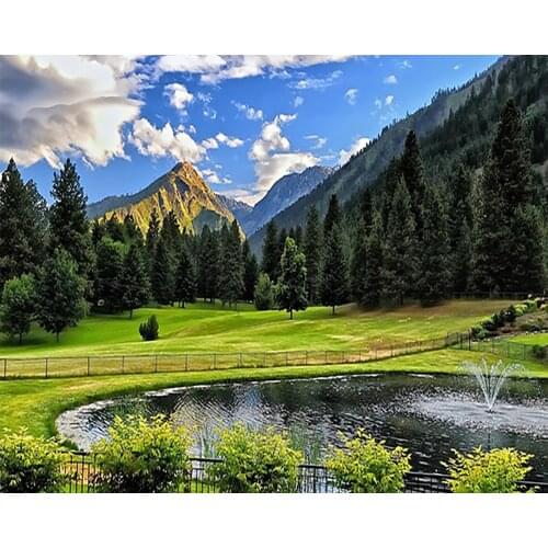 MM 14/16/18/28 CROSS STITCH Full Round Drill 5D DIY Diamond Painting " Scenic Mountains and Lakes 5" 3D Embroidery Cross Stitch