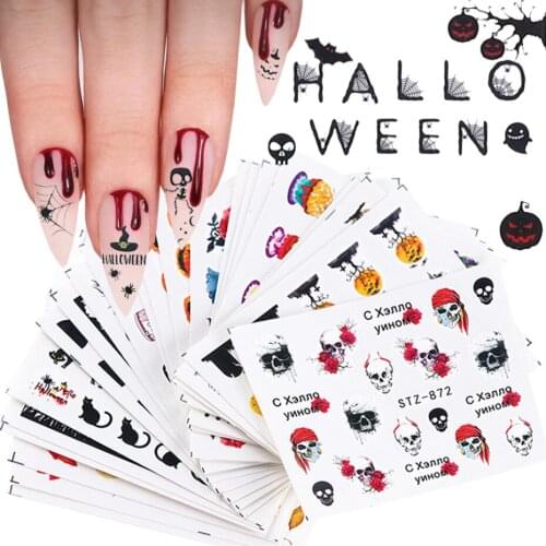 1pcs Nail Art Sticker Halloween Nail Sticker Decoration Cute Pumpkin Bat Skull Black Cat Nail Art DIY Decoration