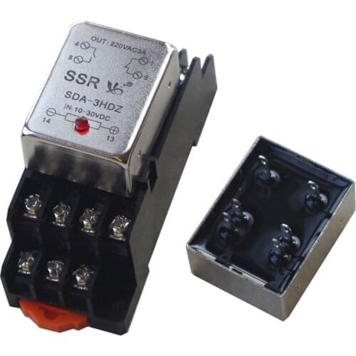 Nano Normally Open Normally Close 3A 220VAC Solid State Relay SDA-3HDZ With Socket SSR Switch