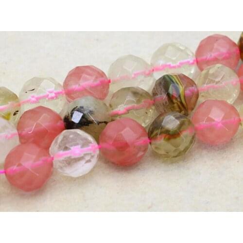 New 14mm Pink multicolor watermelon tourmaline faceted 15" 2pc/lot round loose beads DIY women jewelry making