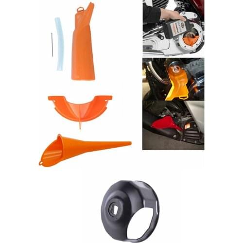 Motorcycle Primary Case Oil Fill Funnel Oil Filter Cover Funnel Set For Harley Touring Dyna Sportster XL Softail Fat Boy
