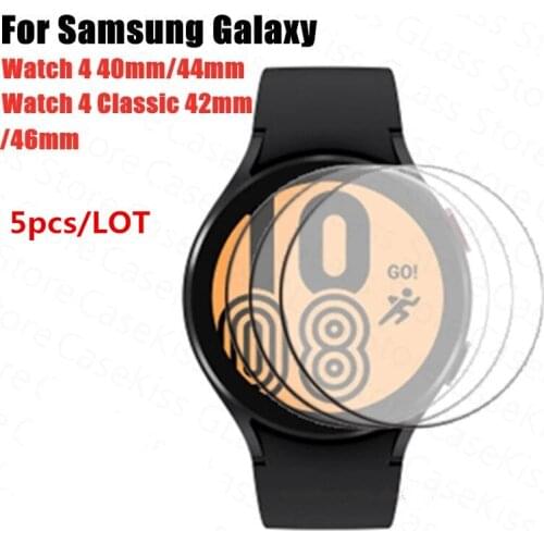 5Pcs Tempered Glass Film For Samsung Galaxy Watch 4 40mm 44mm Watch4 Classic 42mm 46mm HD Clear Full Screen Protector Film