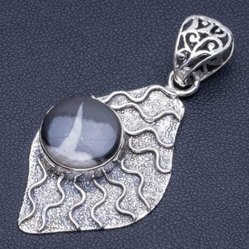 Natural Septarian Geode Punk Style 925 Sterling Silver Pendant 2" Q1130