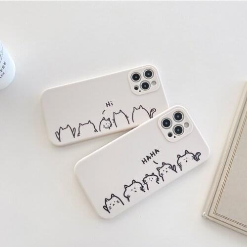 Lovely Cats in Line Sillicon Case for iPhone 12 Pro Max Back Phone Cover for 12 Mini 11Pro Max X XS XR 8 7 Plus SE 2020 Capa