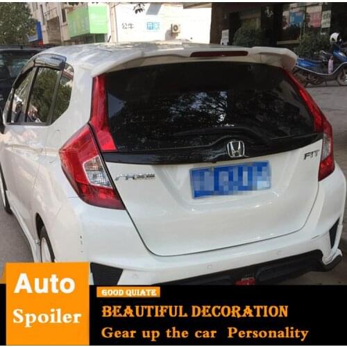 For Honda JAZZ Fit Spoiler 2014-2017 GK5 High Quality ABS Material Car Rear Wing Primer Color Rear Spoiler Sport Brake lights