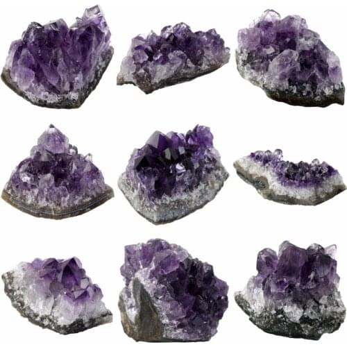 TUMBEELLUWA 1Pc Natural Purple Amethyst Crystal Quartz Cluster Geode Specimen Home Decoration Random Gem Stone