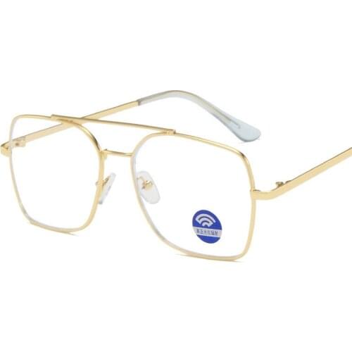 Vintage Gold Metal Frame Eyeglasses Mens Womens Anti blue light glasses Retro Square Optical Eyewear Nerd Clear Lens Glasses