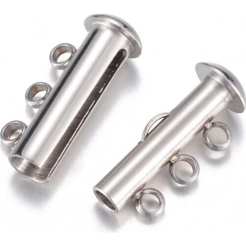 10pcs 304 Stainless Steel Slide Lock Clasps Multi Strand Link for Jewlery Making DIY Bracelet Accessories Finding