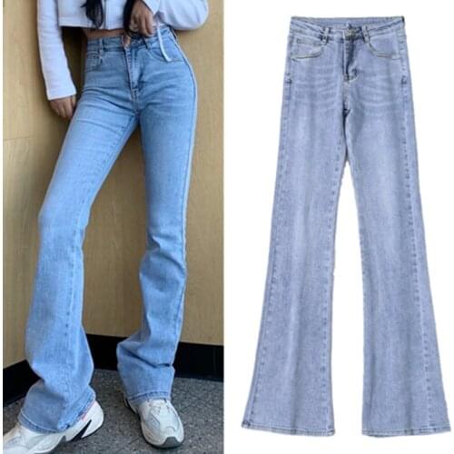 Woman Jeans High Waist Clothes Wide Leg Denim Clothing Blue Streetwear Vintage Quality 2021 Fashion Straight Pants