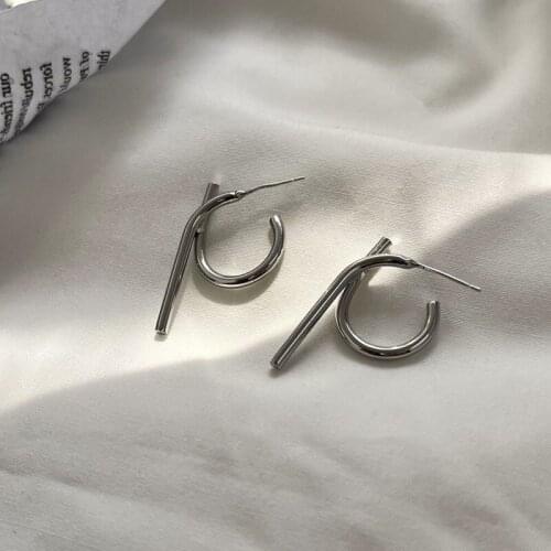 VSnow Unique Design Irregular Metal Geometrical Hoop Earrings for Women Girls Minimalist Silver Color Earrings Jewelry Wholesale