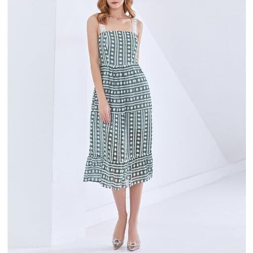 Vintage Flower Print Women Dress Elegant A-Line Sexy Sling Dresses 3249