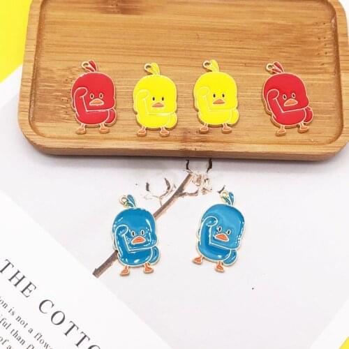 10pcs/pack Cartoon Small Yellow Duck Enamel Pendant Bracelet Finding Cute Animal Metal Charms Handmade Jewelry Accessory YZ210