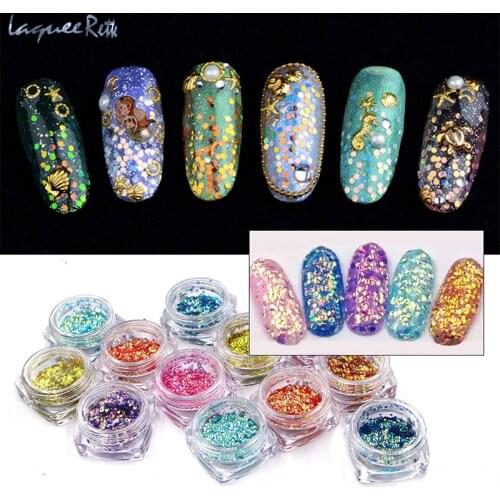 12 Color Glitter Fish Scales Flakes Multichrome Nail Powder Bling Nail Flecks Powder Holographic Shimmer Nail Art Glitter Dust