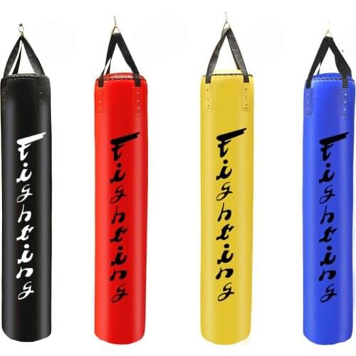 120cm Sandbag EMPTY Training Fitness MMA Boxing Bag Hook Hanging Kick Fight Punch Punching Bag Letter Print PU Leather Sandbag