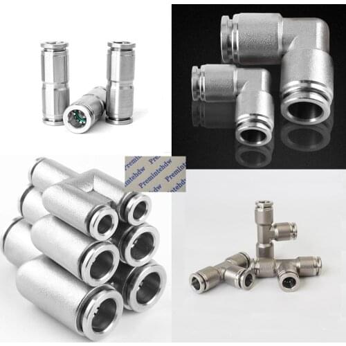 2Pcs/Lot 304 Stainless Steel Pneumatic Quick Push to Connect Tube Fitting Coupling Elbow Tee Y Cross Air Hose