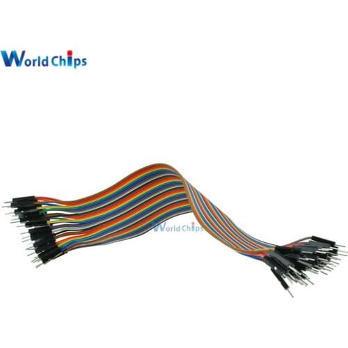 40pcs 20cm 2.54mm 1p-1p Pin Male to Male Color Breadboard Cable Jump Wire Jumper For Arduino Shield