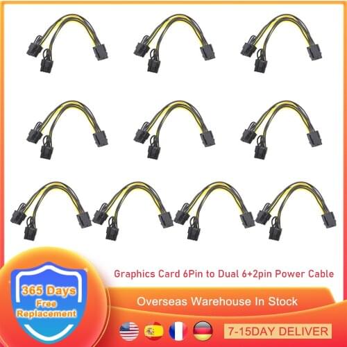 5/10pcs PCI-E 6-pin to Dual 6+2-pin 8-pin Power Splitter Cable BTC Graphics Card PCIE PCI Express Adapter Power Supply Cable