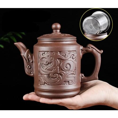 500ml Yixing Kungfu Zisha Pot Stainless Steel Filter Teapot Tea Cup Set Large Capacity Scented Tea Kettle Home Tea Set