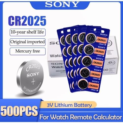 500PCS Sony CR2025 CR 2025 DL2025 BR2025 KCR2025 3V Lithium Battery For Watch Toy Remote Control Button Cell Batteries Coin