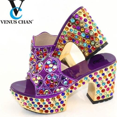 African Pumps Shoe Summer Italy Women Wedding Shoes Rhinestone Elegant Women Summer Slipper Shoes Plus Size Women Shoes 42