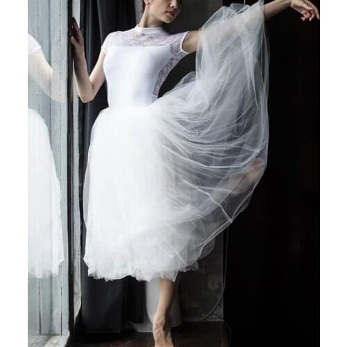 2021 NEW Professional adult ballet short skirt, elastic belt short skirt, long net lace short skirt, white, black, pink and red