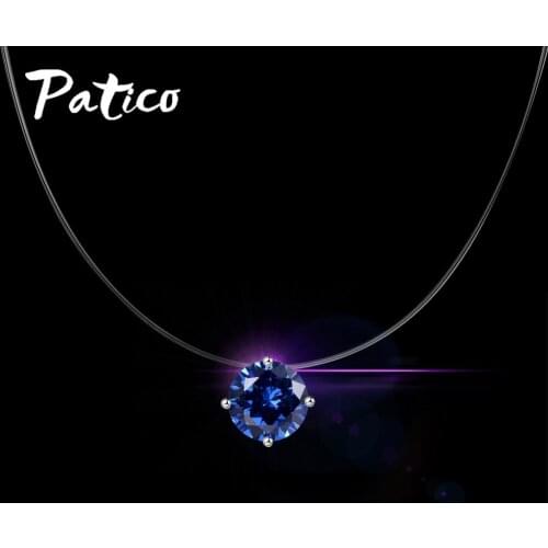 Free shipping Fashion Jewelry Top Quality Transparent Fishing Line Chain Link Zircon CZ Choker Necklace Gift for Women