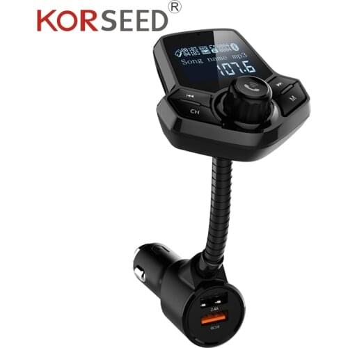 KORSEED Bluetooth Kit Dual USB LCD AUX Car Mp3 Player FM Transmitter modulator QC3.0 Quick Charger Wireless Handsfree Carkit