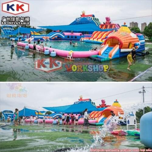 PVC Tarps Water Park Equipment, Customized Inflatable Submarine Theme Bouncy Water Slides, Inflatable Kids Pool