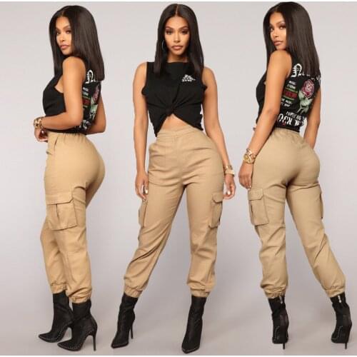 Pants 2018 New Brand Women Cargo Trousers Casual Hip Hop Pockets Solid Pants Military Army Combat Camo