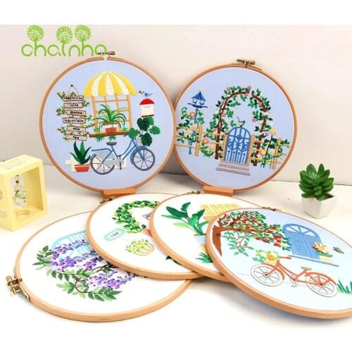 Chainho,DIY Handmade Embroidery Material Package Set,Green European Garden Style Series,Simple,Suitable For Bginner