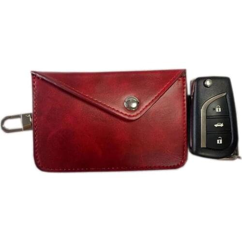 PU Leather RFID Blocking Key Case For Car Key Signal Shielding Bag Anti-Theft RFID Shielding Key Bag Car Key Signal Blocker