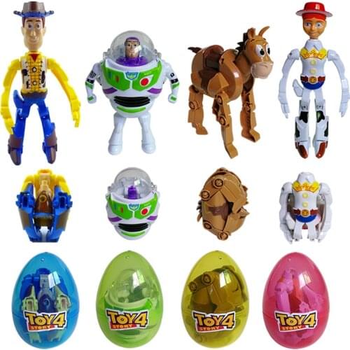 4 Styles Disney Toy Story 4 Deformed Egg Toy Woody Jessie Buzz Lightyear Action Figures Surprise Eggs Kids Gift